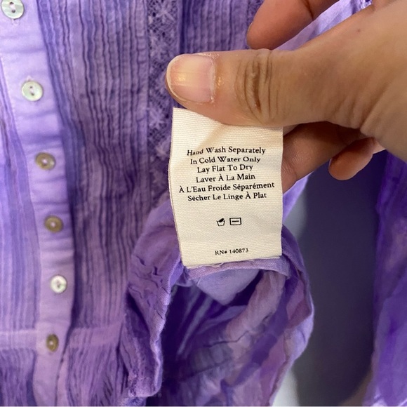 LoveShackFancy Cropped Purple Long Sleeve Shirt Size Small - Picture 6 of 14